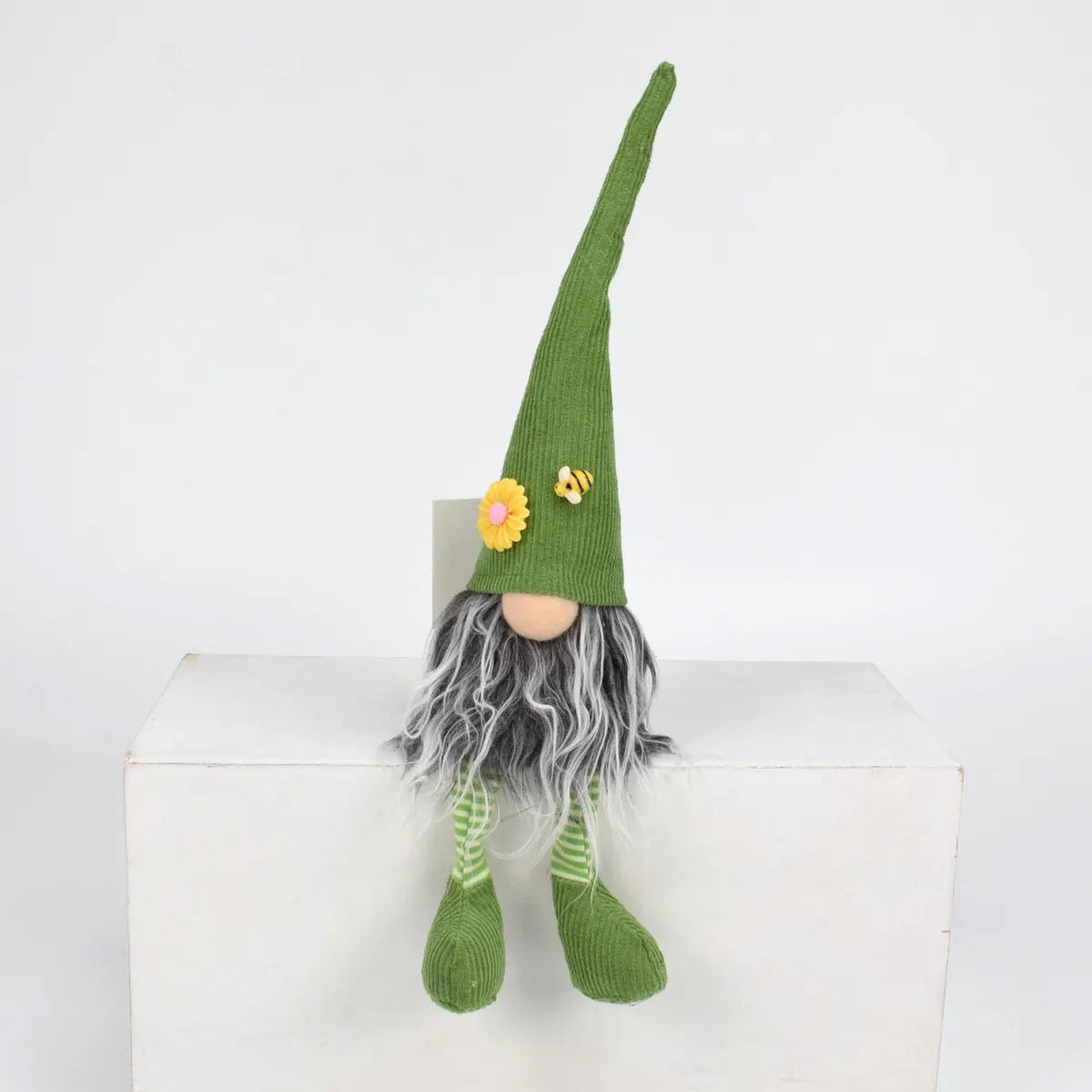 2 Pcs Charming Green Gnome - Plush Faceless Gonk with Long Dangle Legs - Adorable Shelf Sitter Home Decor Accent