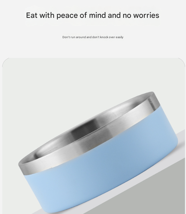 Silver Premium 304 Stainless Steel Pet Bowl (64oz) - Non-Slip, Anti-Tip Food & Water Dish for Dogs & Cats - Durable & Easy Clean - Image 4