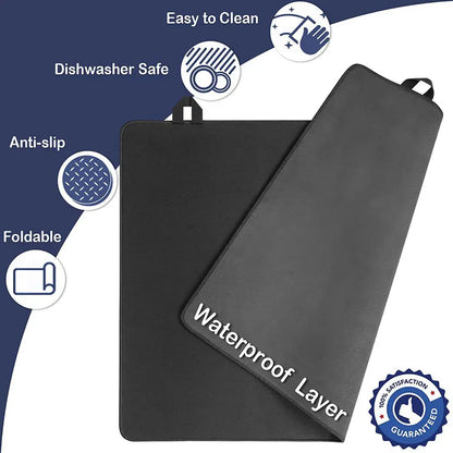 Black Premium Heat Resistant Stovetop Protector Mat - Waterproof, Anti-Slip & Easy Clean Kitchen Guard (61.5x53cm)