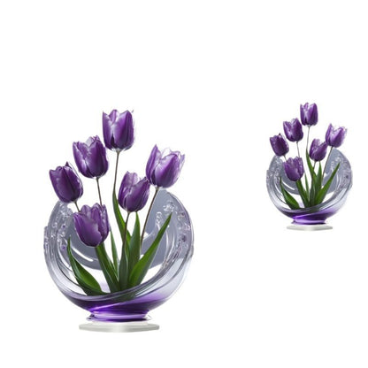 2 Pcs Charming Purple Tulip 2D Acrylic Ornament - Flat Floral Tabletop Art Decor Accent - Image 2