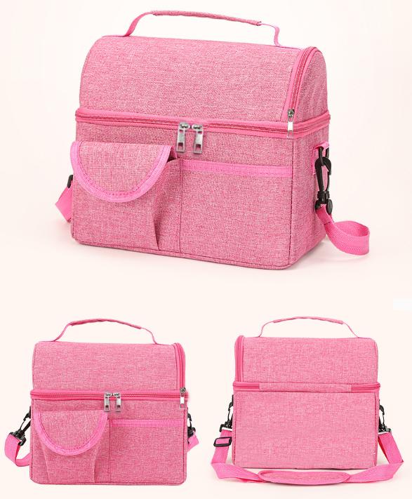 2 Pcs Black Premium Double Layer Insulated Lunch Bag - 8.4L Thermal Cooler Tote with Shoulder Strap - Image 6