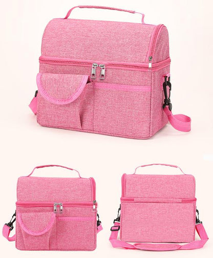 2 Pcs Black Premium Double Layer Insulated Lunch Bag - 8.4L Thermal Cooler Tote with Shoulder Strap - Image 6