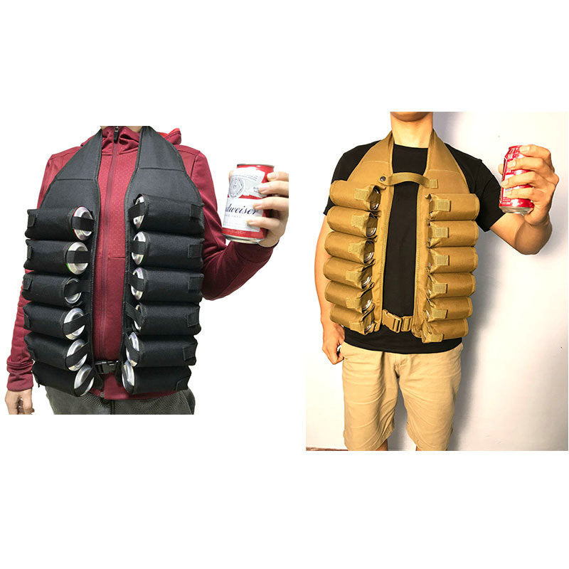 Khaki Ultimate 12-Can Beverage Carrier Vest - Hands-Free Outdoor Party Backpack - Image 2