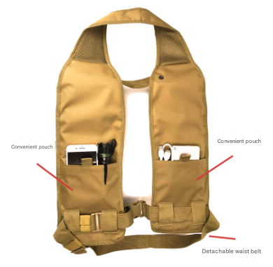 Khaki Ultimate 12-Can Beverage Carrier Vest - Hands-Free Outdoor Party Backpack - Image 4