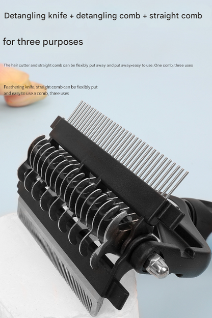 Pink and Black Professional 3-in-1 Pet Grooming Tool - Dematting Rake, Deshedding Comb & Finishing Brush for Dogs & Cats - Image 5