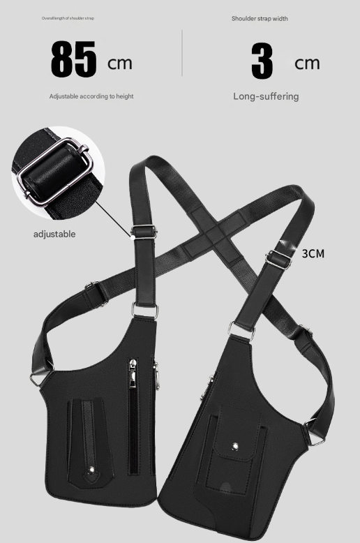 Black Urban Tactical Anti-Theft Shoulder Holster Bag - Secure Multi-Pocket Chest Rig for Men - Image 3