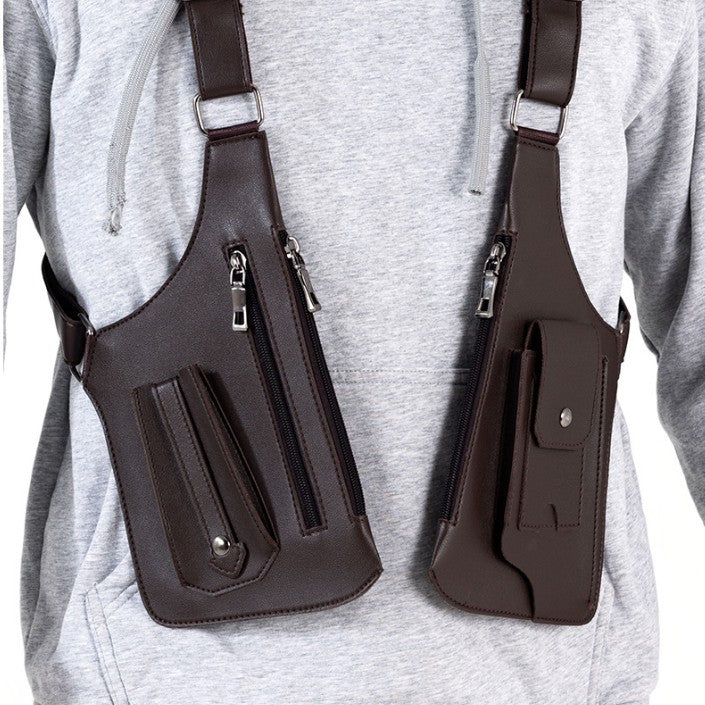 Brown Urban Tactical Anti-Theft Shoulder Holster Bag - Secure Multi-Pocket Chest Rig for Men - Image 2