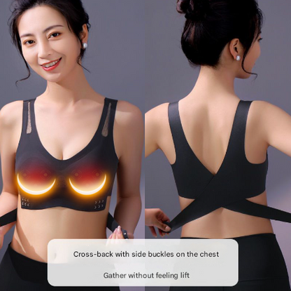 Size XL Blue Wireless Electric Breast Massager Bra - 5 Modes Vibration & 3 Heat Levels for Lifting Comfort & Wellness - Image 3