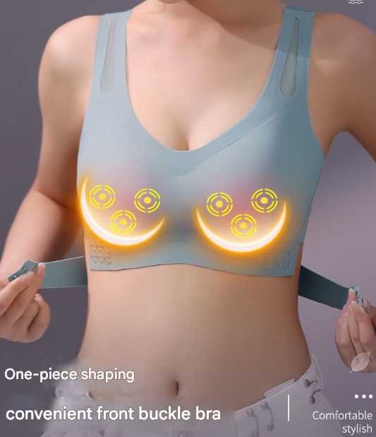 Size XXL Blue Wireless Electric Breast Massager Bra - 5 Modes Vibration & 3 Heat Levels for Lifting Comfort & Wellness - Image 2