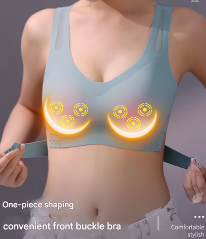 Size XXL Blue Wireless Electric Breast Massager Bra - 5 Modes Vibration & 3 Heat Levels for Lifting Comfort & Wellness - Image 2