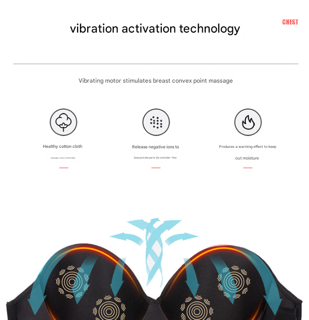 Size XXL Blue Wireless Electric Breast Massager Bra - 5 Modes Vibration & 3 Heat Levels for Lifting Comfort & Wellness - Image 5