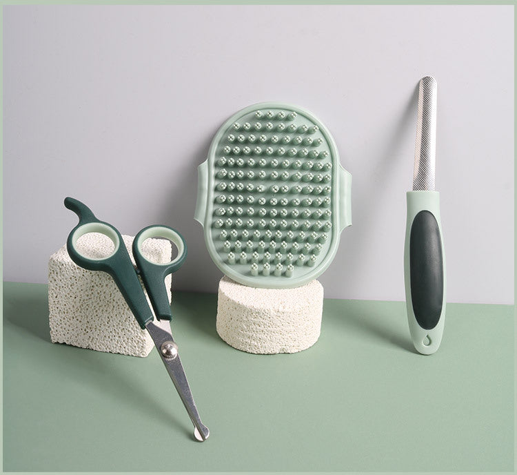 Grey and Green Complete 8-Piece Pet Grooming Kit - Essential Dog & Cat Care Tools with Brushes, Nail Clippers, Scissors & Portable Case - Image 5