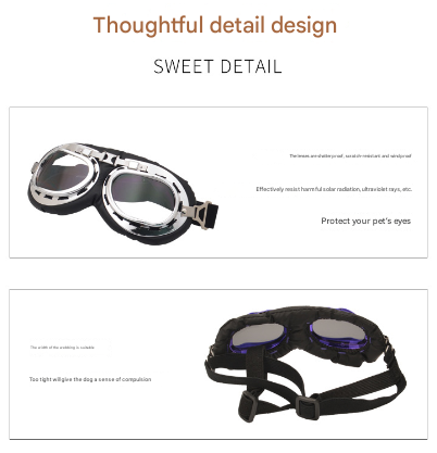 Blue Frame Black Film Retro Pet Goggles - UV Protection Sunglasses for Small Medium Dogs & Cats, Windproof Shatterproof Eye Protection - Image 3
