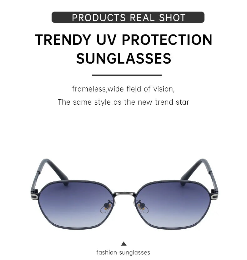 Blue Lenses Chic Oval Sunglasses for Women - UV400 Protection Lightweight Metal Frame, Comfortable Design - Image 4