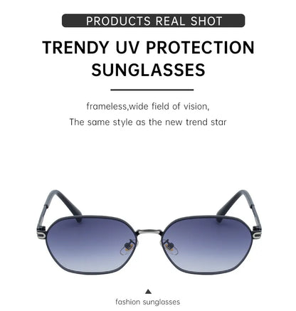Blue Lenses Chic Oval Sunglasses for Women - UV400 Protection Lightweight Metal Frame, Comfortable Design - Image 4