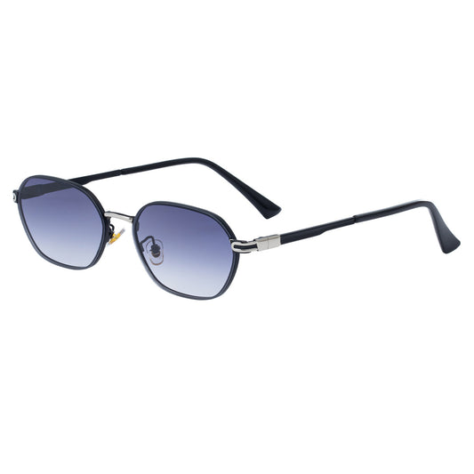 Blue Gradient Lenses Chic Oval Sunglasses for Women - UV400 Protection Lightweight Metal Frame, Comfortable Design