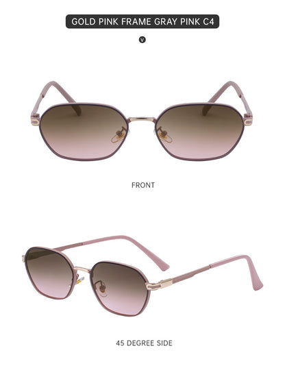 Pink Brown Gradient Lenses Chic Oval Sunglasses for Women - UV400 Protection Lightweight Metal Frame, Comfortable Design - Image 2