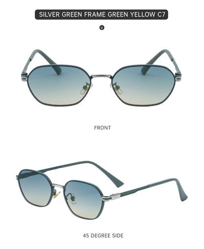 Green Gradient Lenses Chic Oval Sunglasses for Women - UV400 Protection Lightweight Metal Frame, Comfortable Design - Image 2
