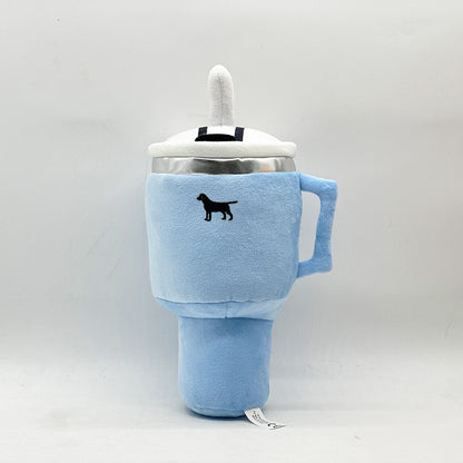 Pink Plush Travel Mug Squeaky Dog Toy - Soft Polyester Chew Toy for Boredom Relief & Interactive Fun - 31cm - Image 3