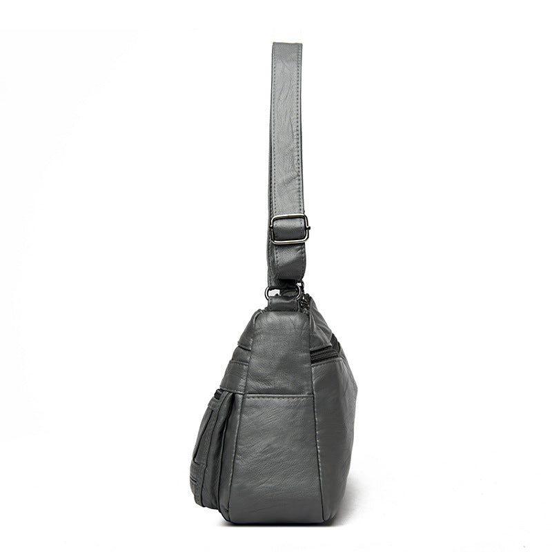 Black Women's Soft Washed PU Leather Crossbody Bag - Multi-Pocket Casual Shoulder Purse for Everyday Organization - Image 4