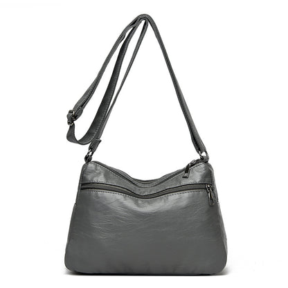 White Women's Soft Washed PU Leather Crossbody Bag - Multi-Pocket Casual Shoulder Purse for Everyday Organization - Image 5