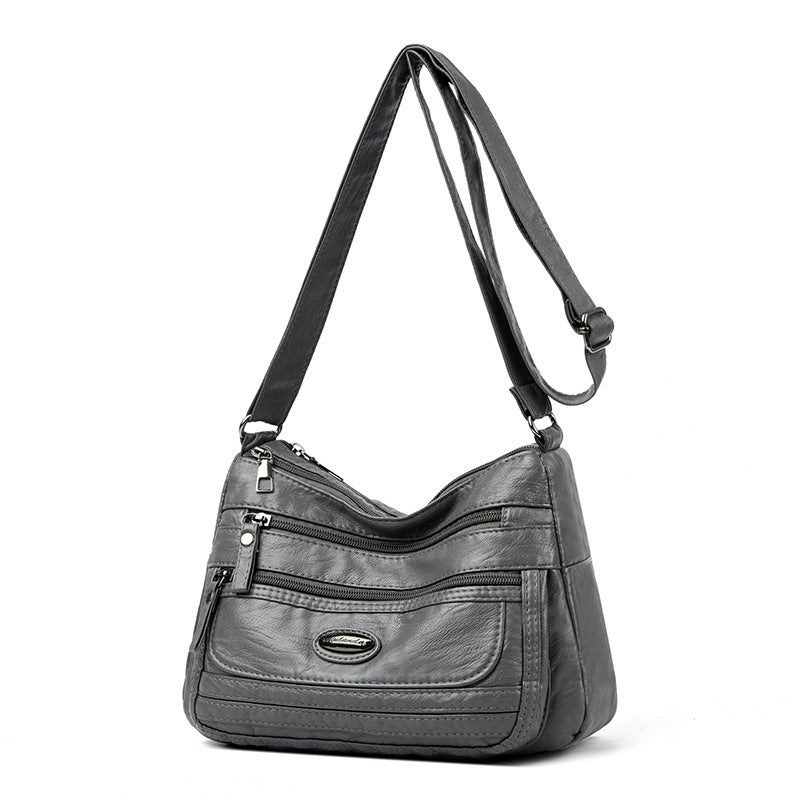 Blue Women's Soft Washed PU Leather Crossbody Bag - Multi-Pocket Casual Shoulder Purse for Everyday Organization - Image 3