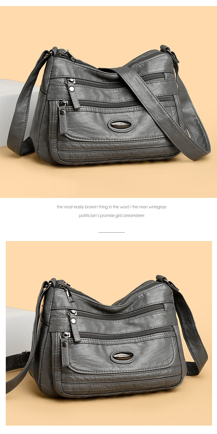 Blue Women's Soft Washed PU Leather Crossbody Bag - Multi-Pocket Casual Shoulder Purse for Everyday Organization - Image 6
