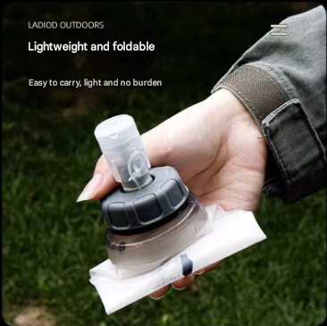 Grey and White Ultra-Lightweight 350ml Soft Running Flask - BPA-Free Collapsible TPU Water Bottle for Hiking, Cycling & Outdoor Sports - Image 4