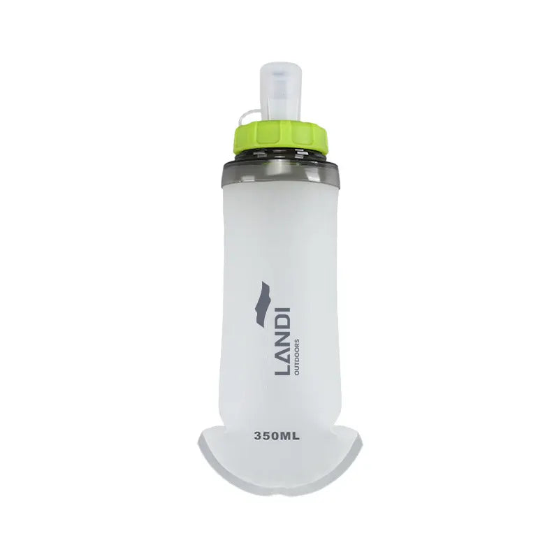 Green and White Ultra-Lightweight 350ml Soft Running Flask - BPA-Free Collapsible TPU Water Bottle for Hiking, Cycling & Outdoor Sports