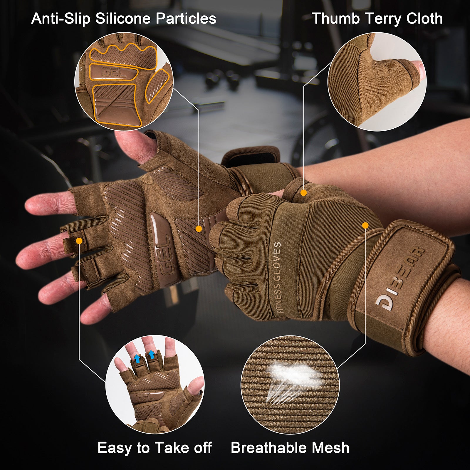 Size S Black Heavy Duty Workout Gloves with Wrist Support - Anti-Slip Gel Padded Gym Gloves for Weightlifting, Training & Fitness - Image 2