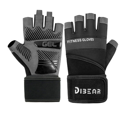 Size XL Black Heavy Duty Workout Gloves with Wrist Support - Anti-Slip Gel Padded Gym Gloves for Weightlifting, Training & Fitness
