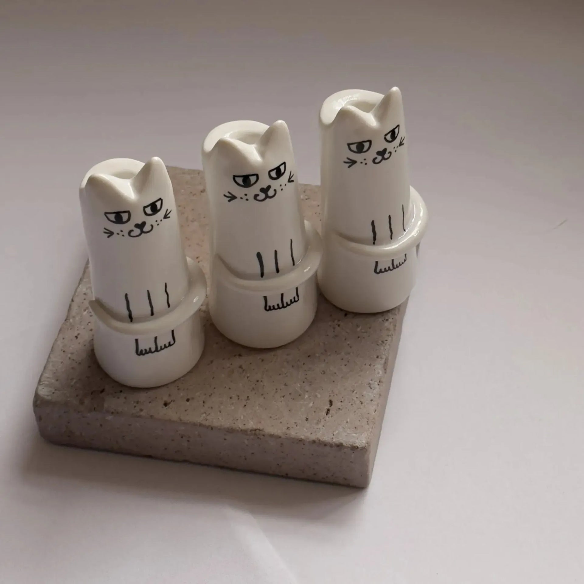 3 Pcs White And Black Adorable Sassy Cat Mini Bud Vase - Whimsical Resin Figurine Flower Holder for Single Stem - Cute Home & Desk Decor Accent - Image 4