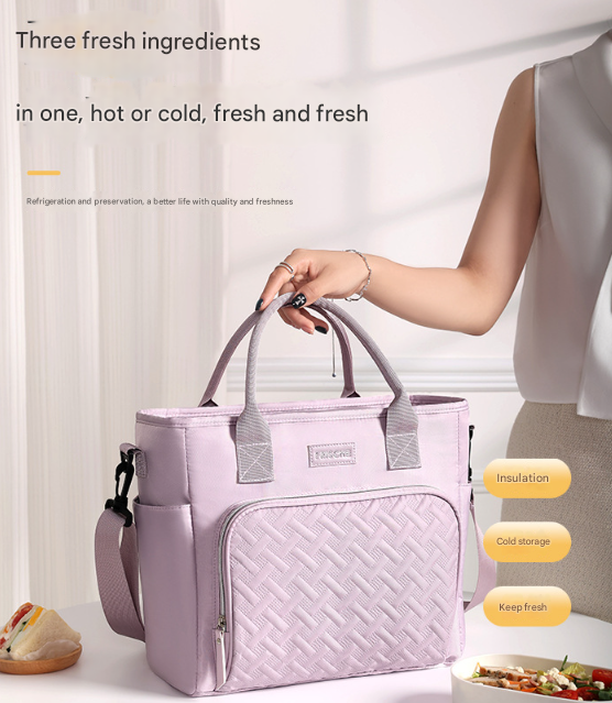 Grey Chic Insulated Lunch Tote Bag - 11L Large Capacity Cooler for Work, Picnic & Travel - Durable Oxford Fabric - Image 3