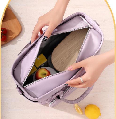 Grey Chic Insulated Lunch Tote Bag - 11L Large Capacity Cooler for Work, Picnic & Travel - Durable Oxford Fabric - Image 4