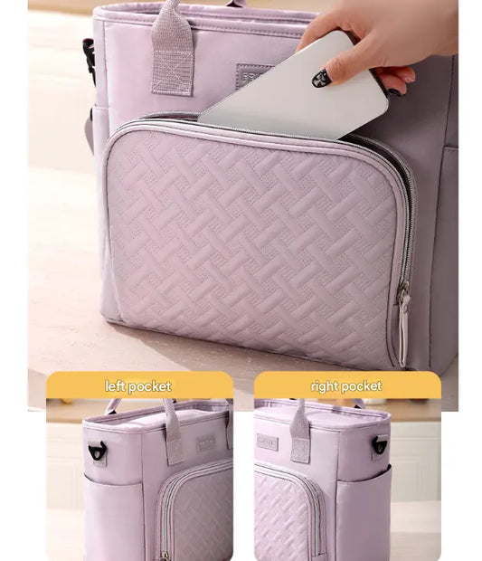 Grey Chic Insulated Lunch Tote Bag - 11L Large Capacity Cooler for Work, Picnic & Travel - Durable Oxford Fabric - Image 6