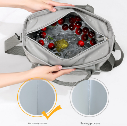 Grey Chic Insulated Lunch Tote Bag - 11L Large Capacity Cooler for Work, Picnic & Travel - Durable Oxford Fabric - Image 7