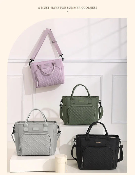 Green Chic Insulated Lunch Tote Bag - 11L Large Capacity Cooler for Work, Picnic & Travel - Durable Oxford Fabric - Image 2