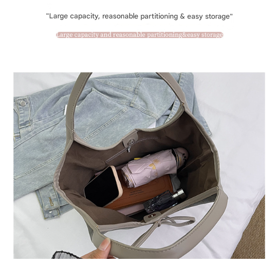 Brown Chic Retro Suede-Finish PU Leather Tote Bag - Large Capacity Shoulder Bag with Tie Accent - Image 4