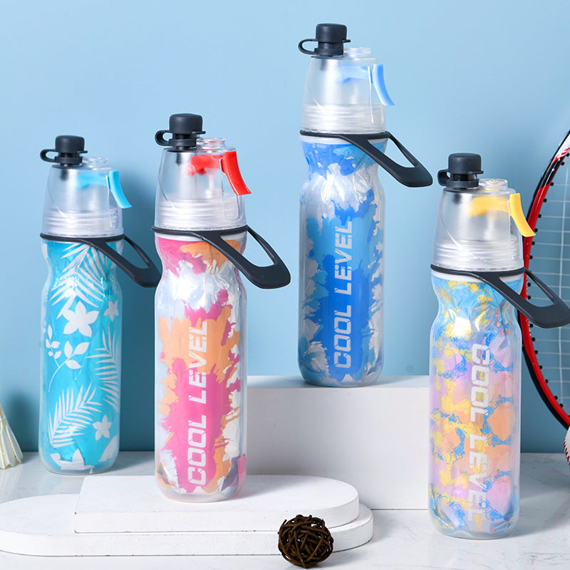 Cyan 500ML Insulated Sports Water Bottle with Cooling Mist - Triple-Layer Design Keeps Drinks Cold for Hours - Portable PE Misting Bottle - Image 2