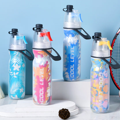 Yellow 500ML Insulated Sports Water Bottle with Cooling Mist - Triple-Layer Design Keeps Drinks Cold for Hours - Portable PE Misting Bottle - Image 2