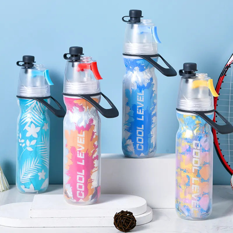 Yellow 500ML Insulated Sports Water Bottle with Cooling Mist - Triple-Layer Design Keeps Drinks Cold for Hours - Portable PE Misting Bottle - Image 2