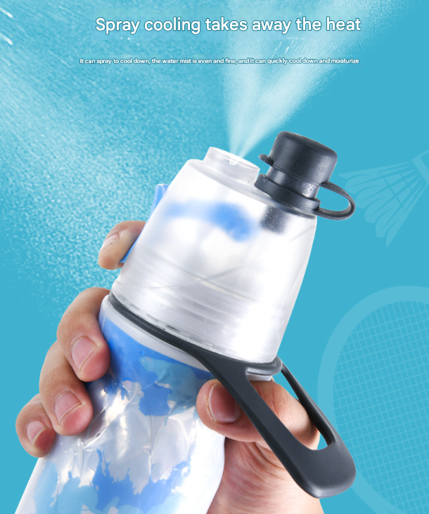 Yellow 500ML Insulated Sports Water Bottle with Cooling Mist - Triple-Layer Design Keeps Drinks Cold for Hours - Portable PE Misting Bottle - Image 4