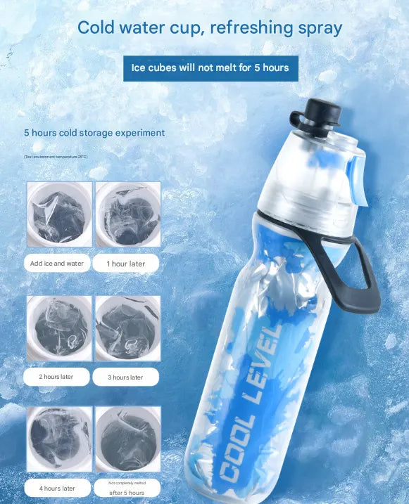 Yellow 500ML Insulated Sports Water Bottle with Cooling Mist - Triple-Layer Design Keeps Drinks Cold for Hours - Portable PE Misting Bottle - Image 6