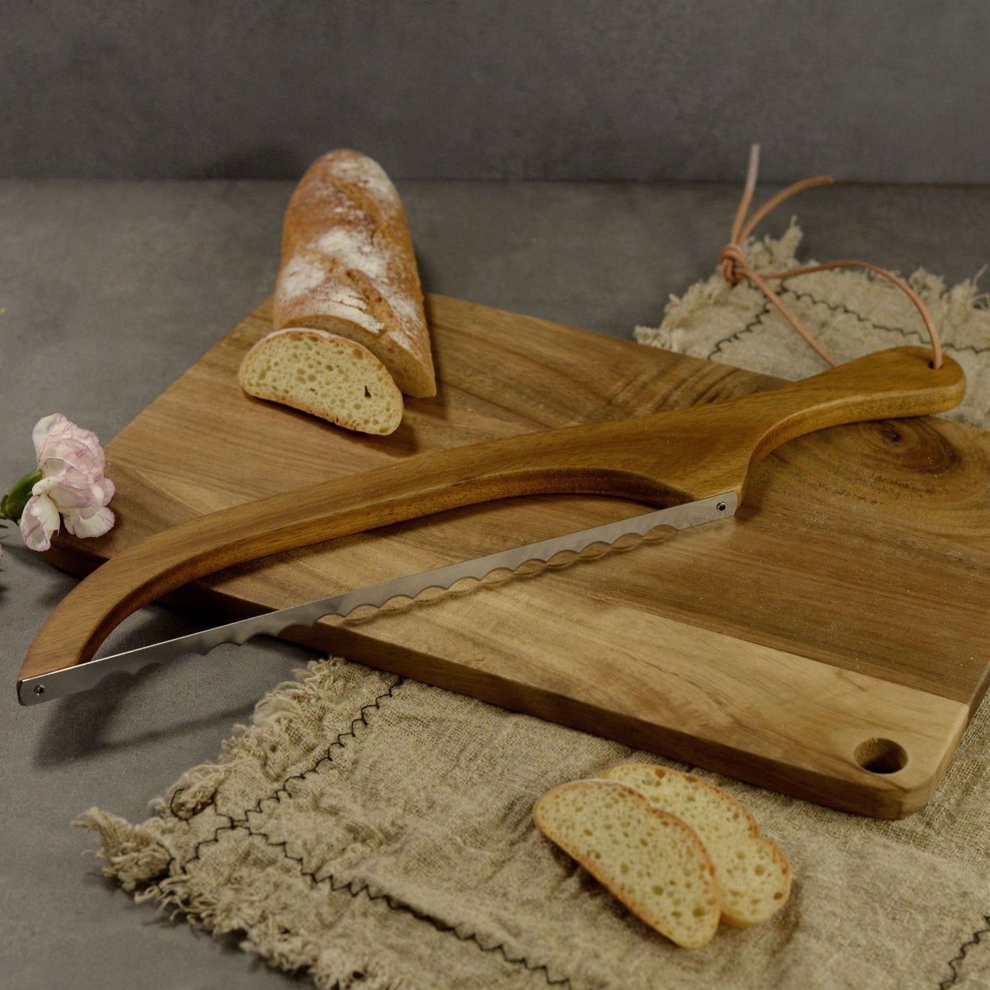 2 Pcs Brown Artisan Wooden Bread Bow Knife - Serrated Stainless Steel Slicer for Effortless Crumb-Free Cutting - Image 4