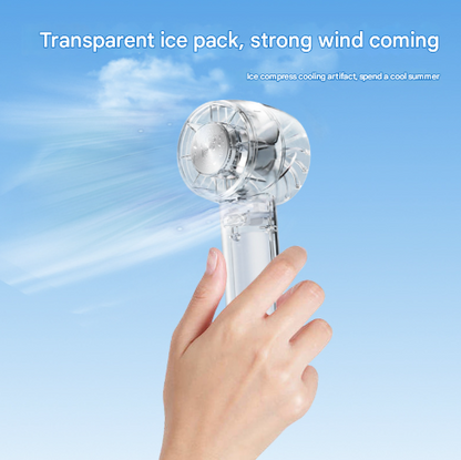 Transparent White Portable Mini Cooling Fan with Semiconductor Ice Compress - USB-C Rechargeable, 3-Speed Turbine & Transparent Design - Image 3