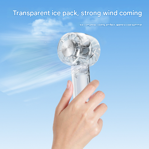 Transparent Black Portable Mini Cooling Fan with Semiconductor Ice Compress - USB-C Rechargeable, 3-Speed Turbine & Transparent Design - Image 3