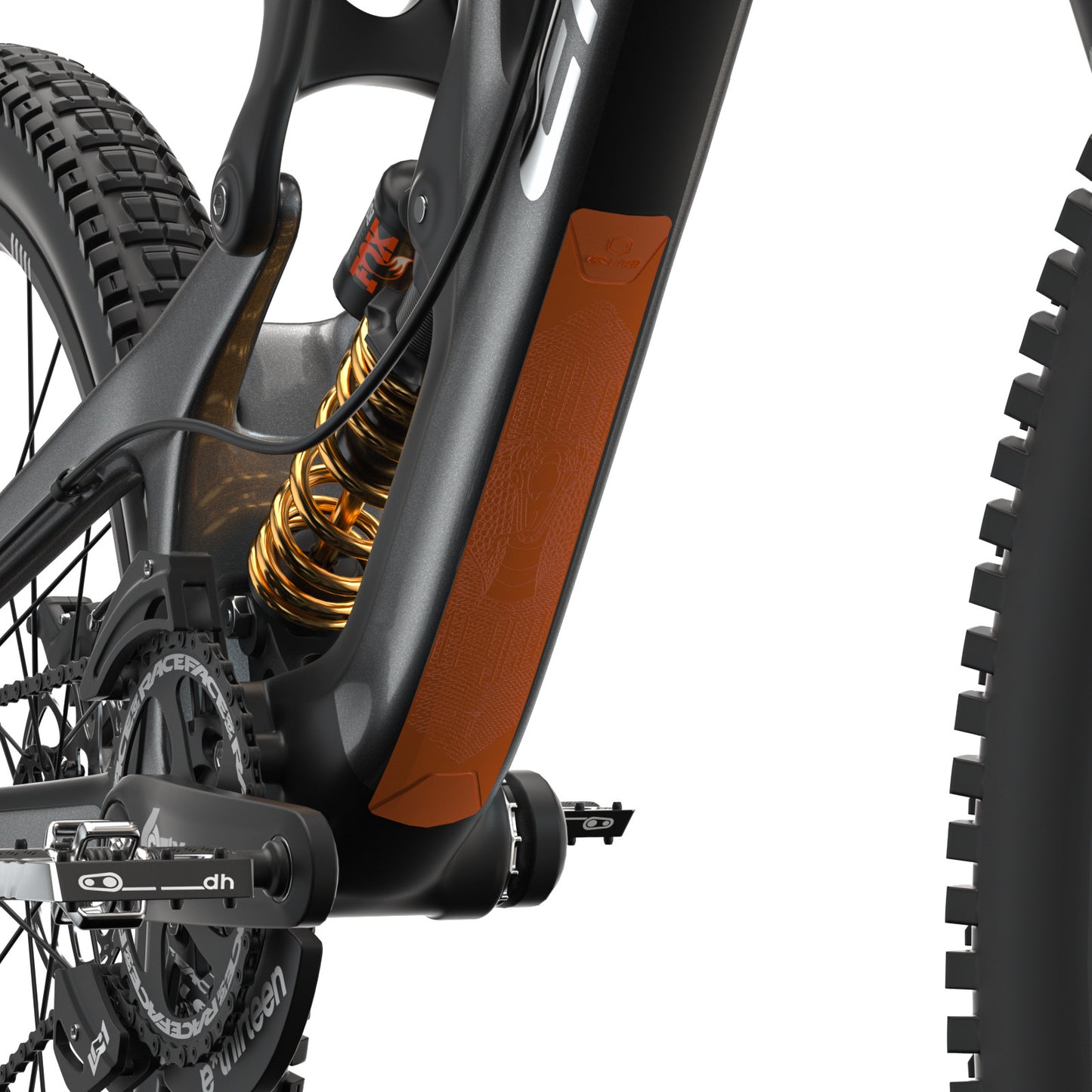 2 Pcs Orange Durable Bicycle Frame Down Tube Protector Sticker  - Anti-Scratch Guard for MTB & Road Bikes - Image 3