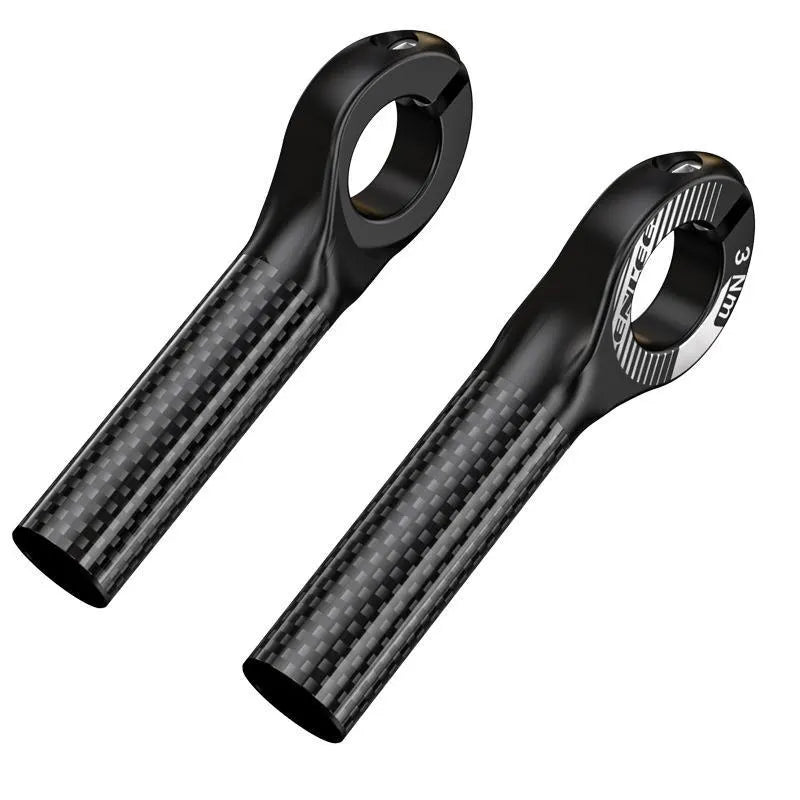 Black Ultralight Carbon Fiber Bicycle Bar Ends - Ergonomic Anti-Slip Grips for MTB & Hybrid Bikes (22.2mm)