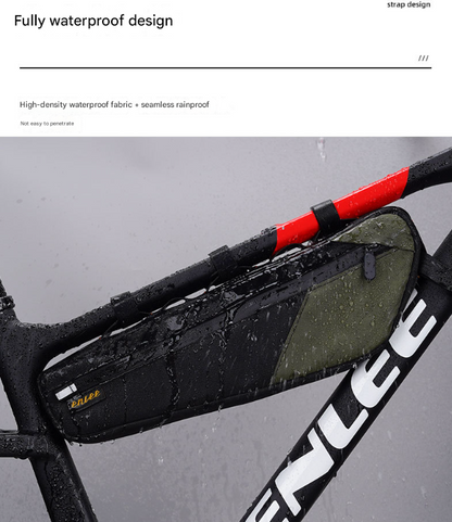 Black and White Waterproof Bicycle Frame Bag - 2.5L Slim Top Tube Storage Pouch for Cycling Essentials - Image 5