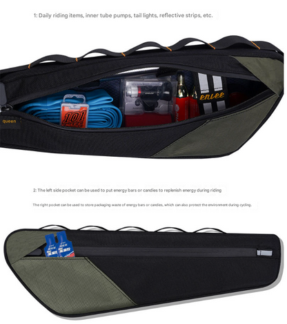 Black and White Waterproof Bicycle Frame Bag - 2.5L Slim Top Tube Storage Pouch for Cycling Essentials - Image 6